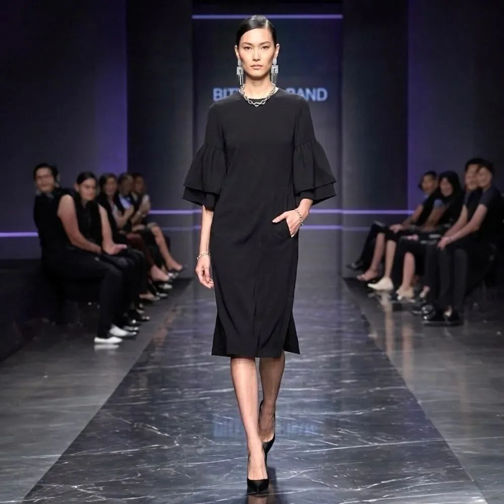 NWT BitteโKai Rand Black Shift Dress S Ruffle Sleeve Sculptural Avant Garde Slit